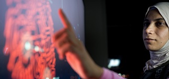 Women working on a modern touch screen